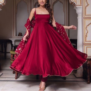 Red sales anarkali dress
