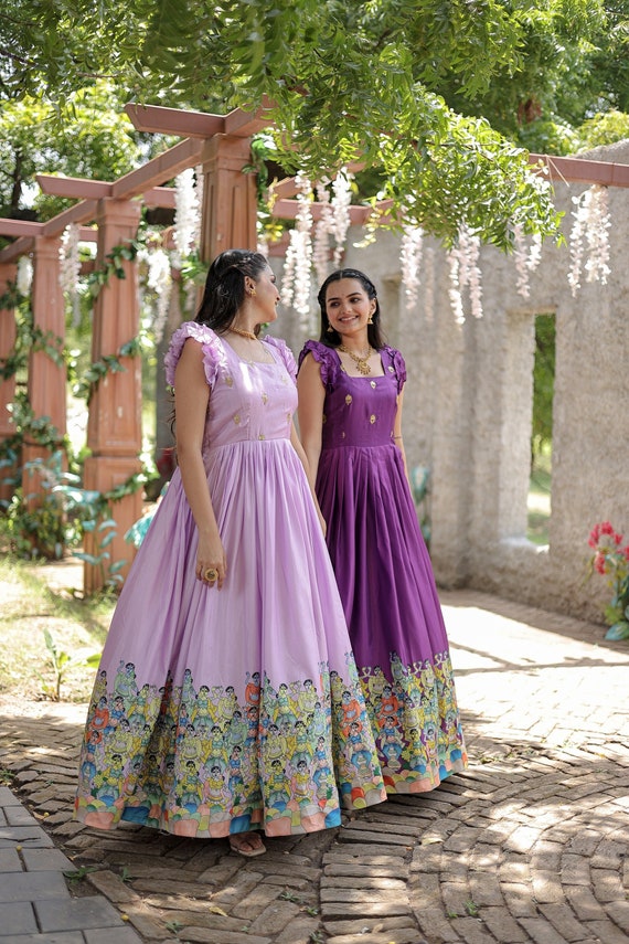 Buy Desirable Pink Satin and Silk Embroidered Long Length Designer Gown at  best price - Gitanjali Fashions