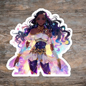 Galaxy Goddess Black Girl Matt Aufkleber