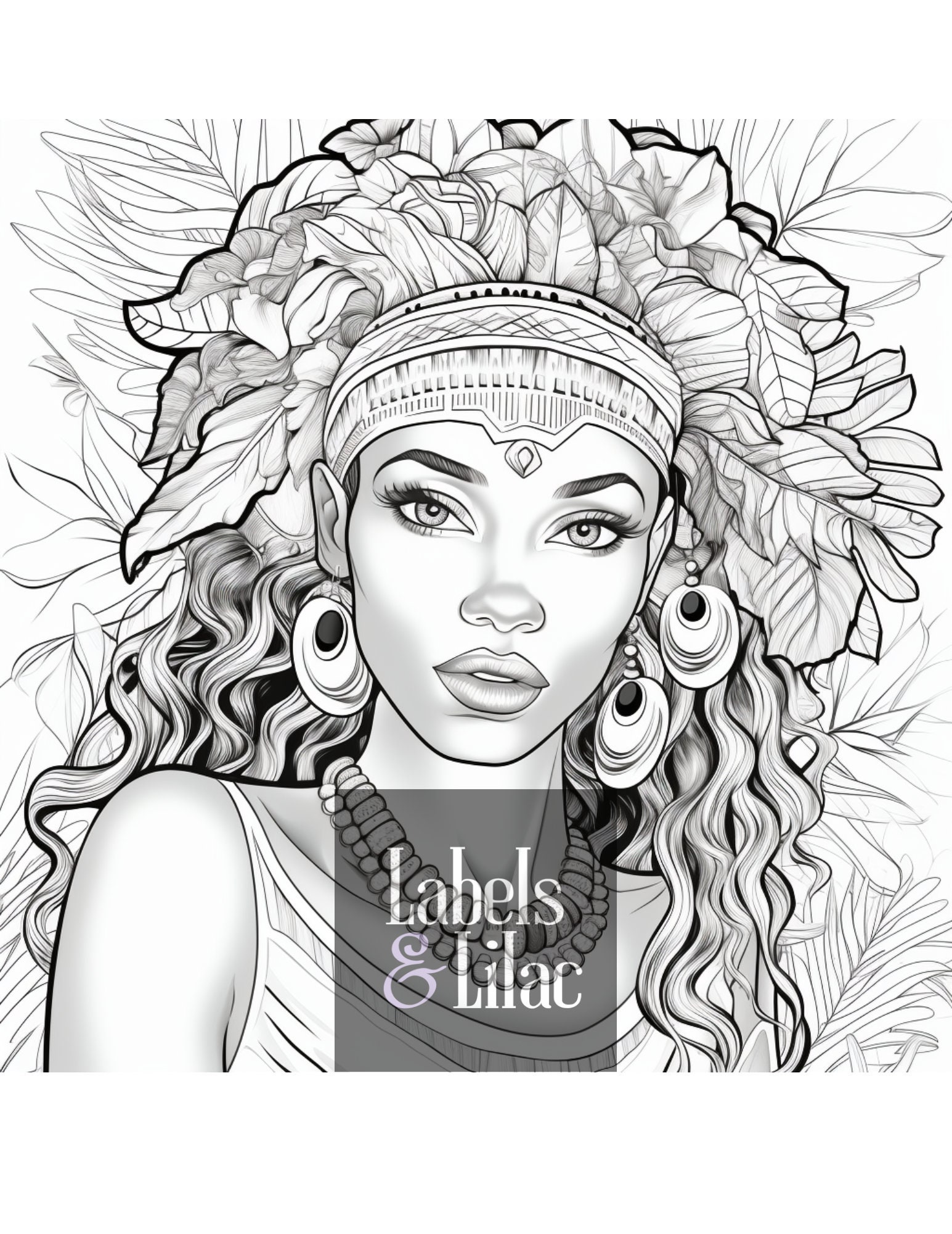 10 African Queen Coloring Pages - PNG Files