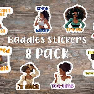 Pack de 8 pegatinas mate Baddie Black Girl