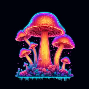 Pack of 8 Neon Mushrooms Matte Stickers