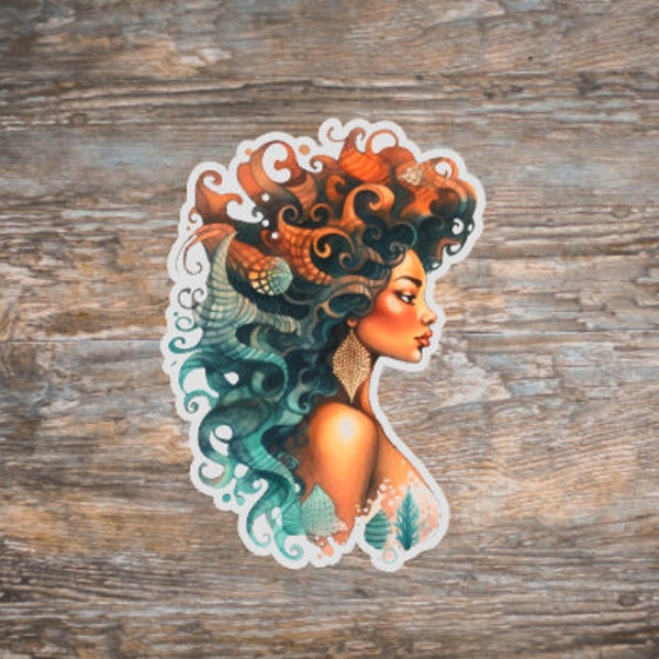 Beautiful Black Mermaid Matte Sticker