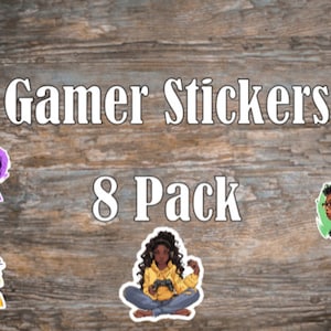Pacote de 8 adesivos pretos foscos Gamer Girl