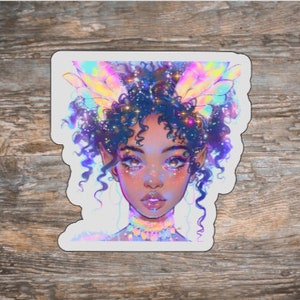 Sticker mat fée fille noire