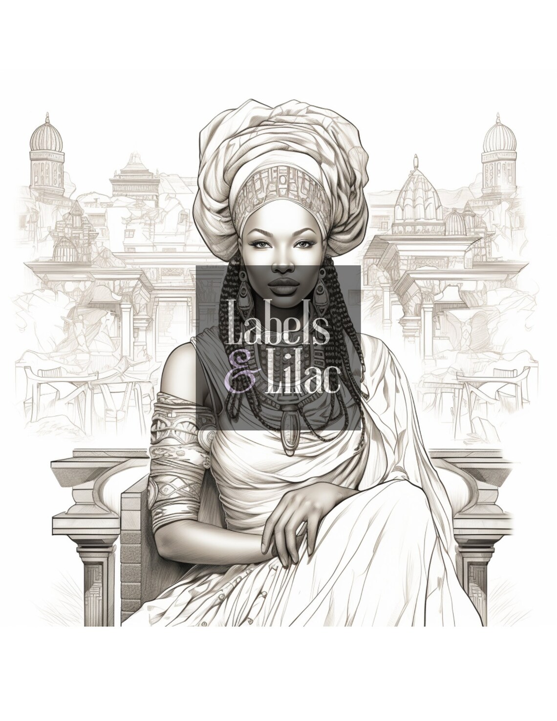 10 African Queen Coloring Pages PNG Files - Etsy