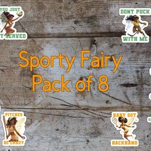 Pacote de 8 adesivos esportivos Fairy Black Girl foscos