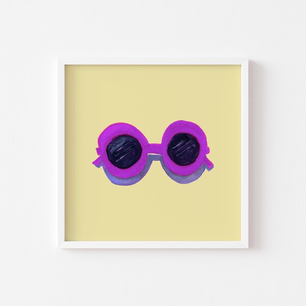 Pop Art Retro Sunglasses Gouache Prints - Available in Various Sizes and Background Colors