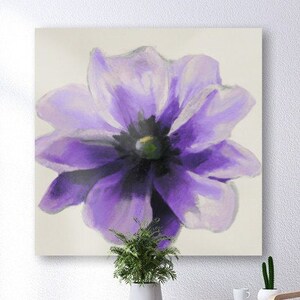 Purple Flower Canvas Painting 8 x 8 Inch (20.32 x 20.32 cm) Print Digital Download