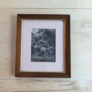 Framed Antique Victorian Era 1860&#39; Print “Children at Play” Kids Dancing Hand Colored Gravure, Victorian Wall Art