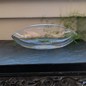 Vintage Steuben Art Glass, Oval Folded Bowl Crystal Steuben Glass Contemporary Decor Minimalist Decor, Modern Bowl Fine Crystal Timeless