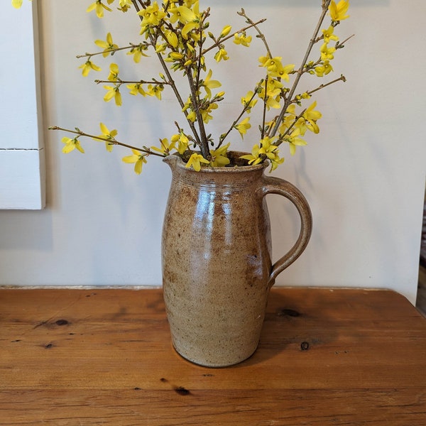 Vintage Earth Toned Pitcher Vintage Glazed Pottery Vase Pitcher, Cottage Farmhouse Decor