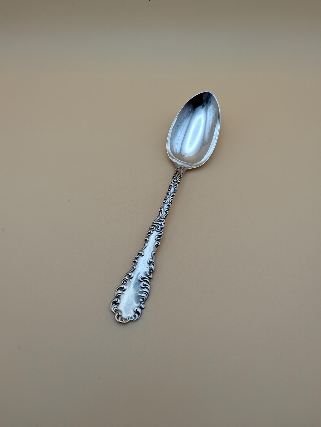 R Tea Spoon Sterling Ornate Floral Antique Teaspoon R. Wallace & Sons