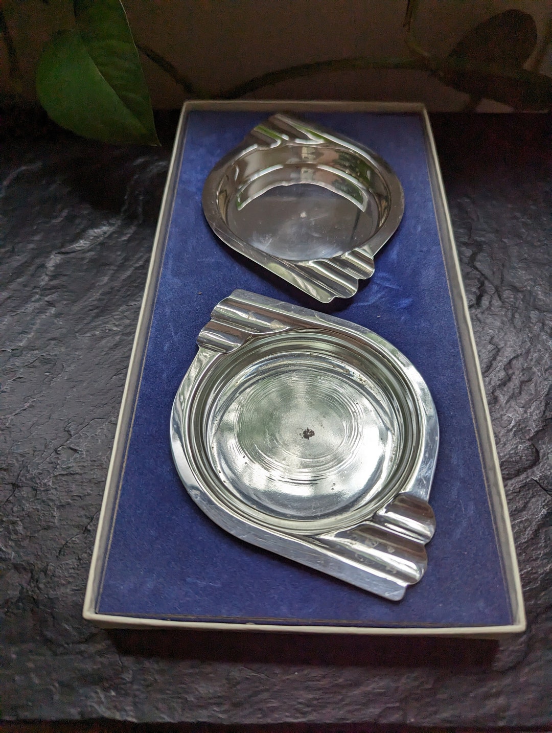 Mid Century Silver Plated Ashtray Set, Ashtray Gift Set With Box