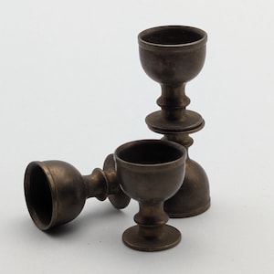 Miniature Mid Century Solid Brass Pedestal Cup, Dollhouse Midcentury Decor, Miniature Brass Wine Glasses Miniature Set of 4
