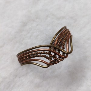 Vintage Copper and Brass Braided Open Cuff Bracelet, Adjustable Cuff Bracelet. Copper Jewelry, Boho Bracelet, Brass Bracelet