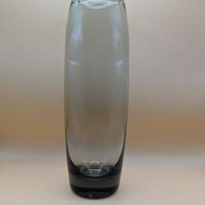 Per Lutken Holmegaard Gray Glass Vase, Vintage Mid Century Danish Smokey Glass Vase