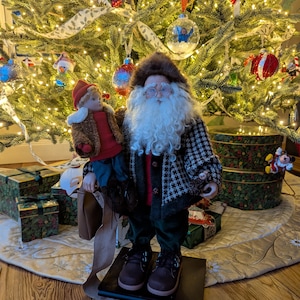 Vintage Tall Santa, 22 Inches Father Christmas with Boy, Traditional Vintage Christmas Decor