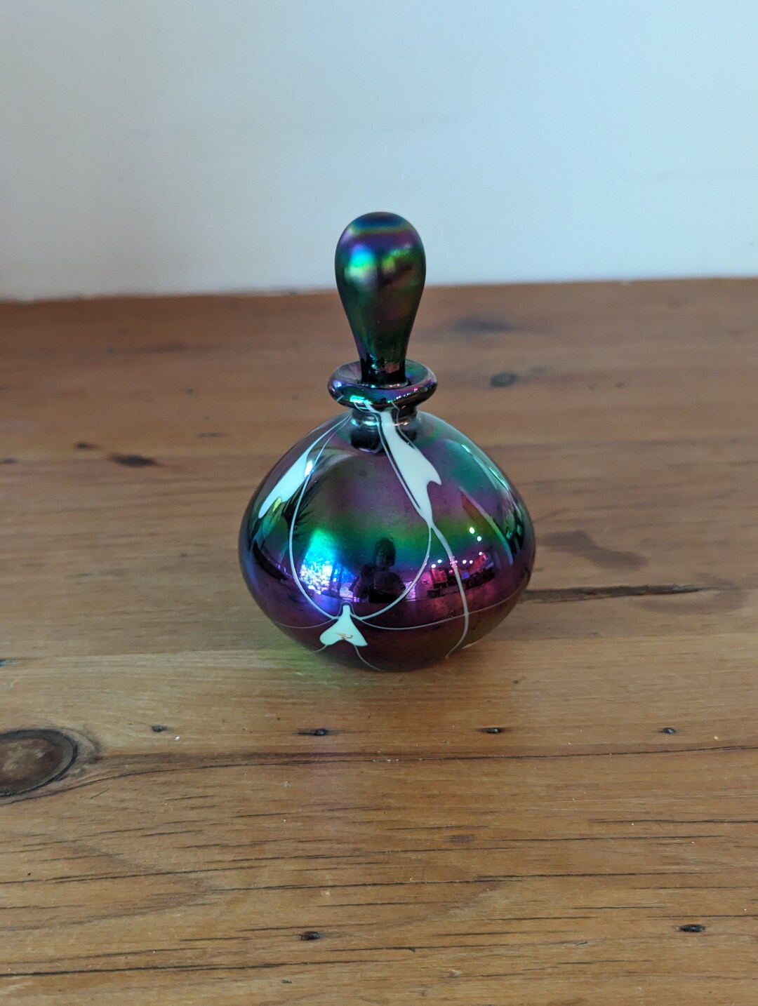 Vintage Art Glass Iridescent Perfume Bottle With Stopper, Perfume ...