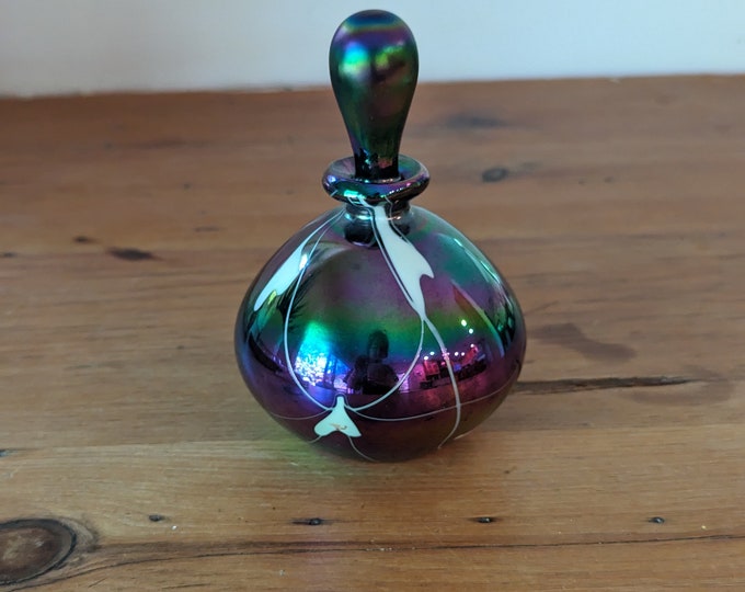 Vintage Art Glass Iridescent Perfume Bottle With Stopper, Perfume ...