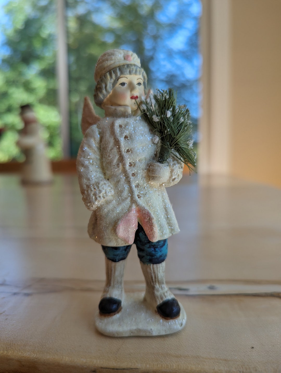 Snow Angel Figurine With Wings Vintage Christmas Victorian Etsy