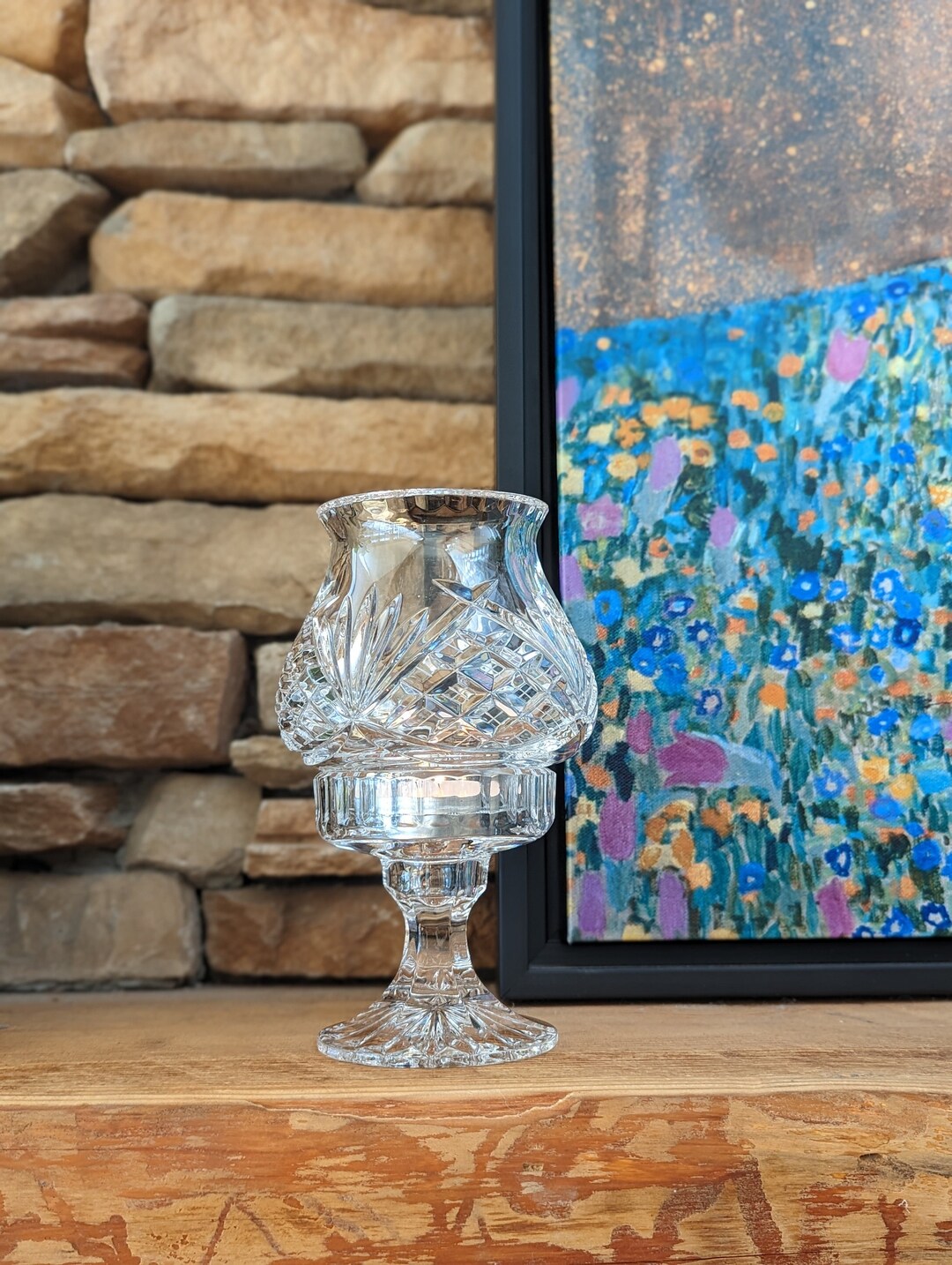 Vintage Crystal Hurricane Candle Holder Glass Fairy Lamp Etsy