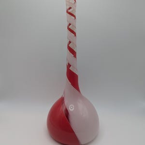 Contemporary Vase Michael Anchin Long Neck Vase Red And White Bud Vase Art Glass Vase Hand  Blown Tear Drop Vase Candy Cane