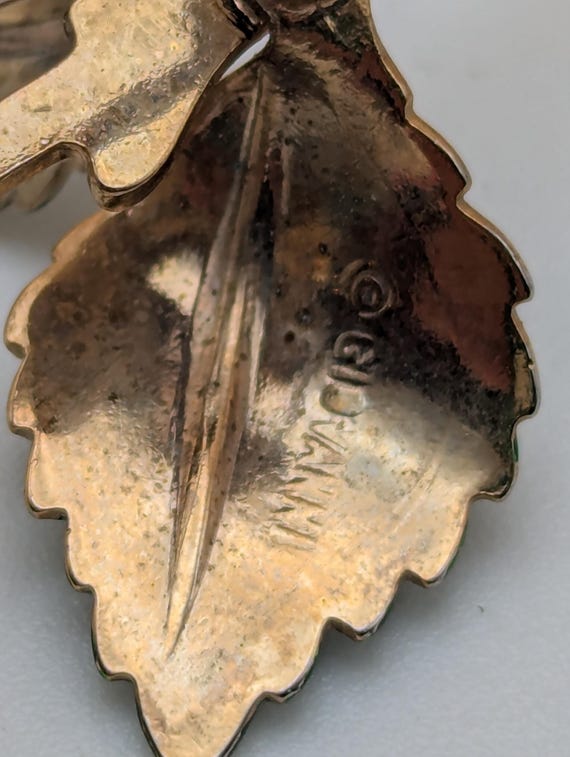 Vintage Signed Giovanni Rose Pin Brooch Gold Red … - image 7