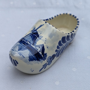 Vintage Delf Ceramic Clog Windmill Dutch Hand Painted  Shoe Planter  1946