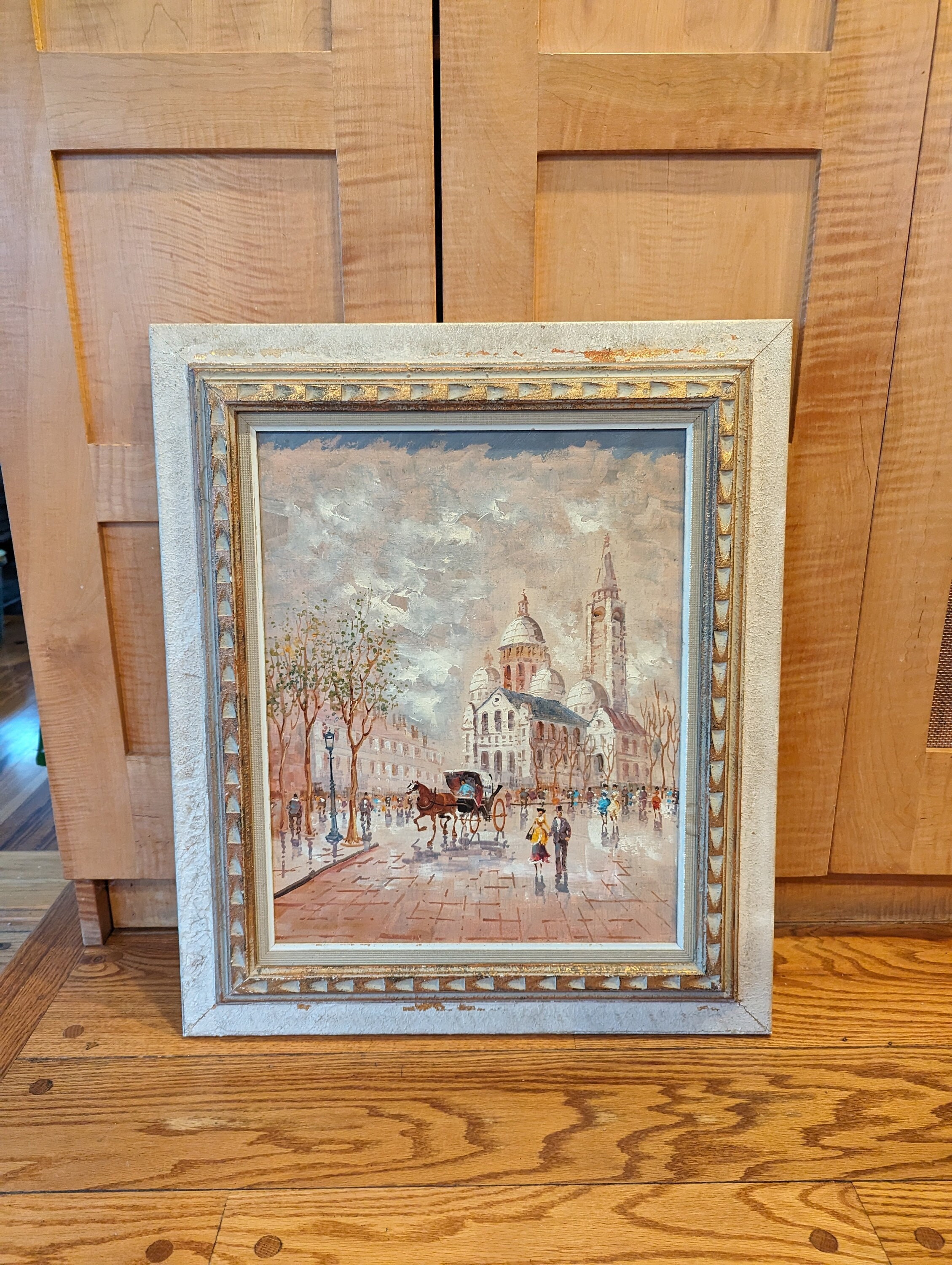 Antonio Devity Vintage Oil Painting of Paris, Oil on Canvas Framed