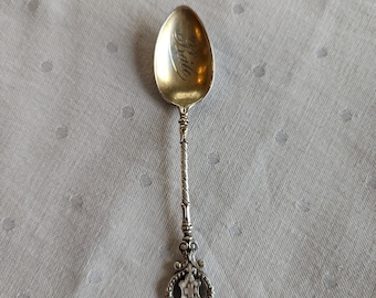 Vintage Solid 800 Silver Souvenir Spoon from Bale Croatia with Figural Handle