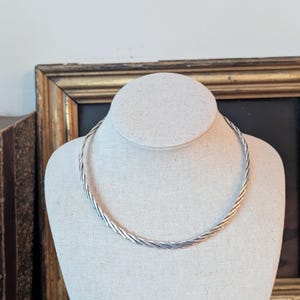Sterling 925 Mexico Choker Collar Braided Necklace, Modernist Rigid Necklace, Silver Taxco Cuff Necklace, Viking Style Sterling Jewelry