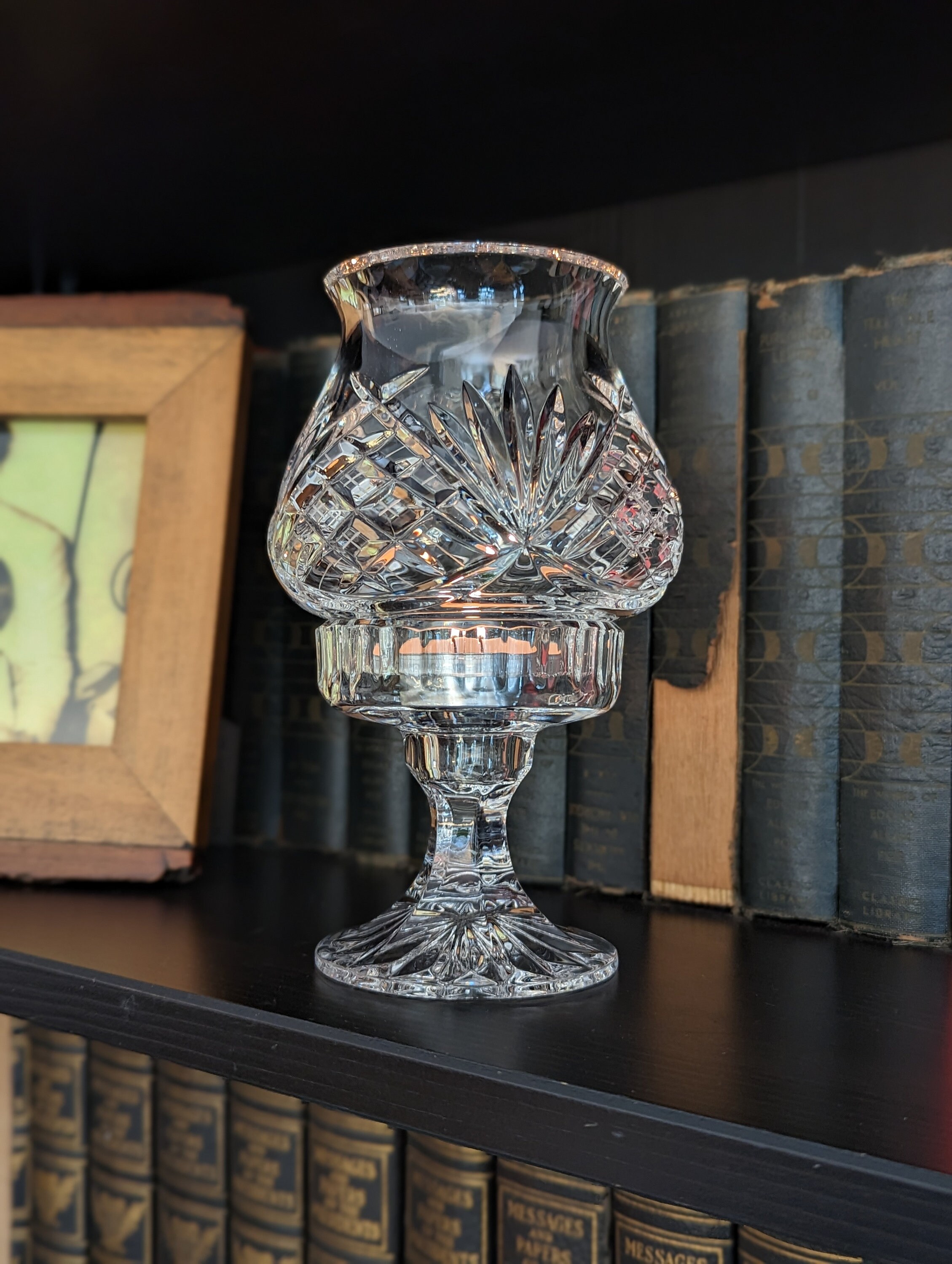 Vintage Crystal Hurricane Candle Holder Glass Fairy Lamp Etsy