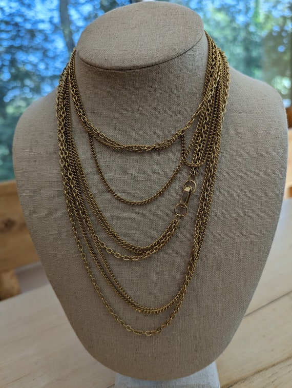 Mid-Century Vintage Gold Tone Very Long Statement… - image 3