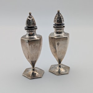 Sterling Antique Salt and Pepper Shakers Unweighted, Antique Silver Salt and Pepper Shakers