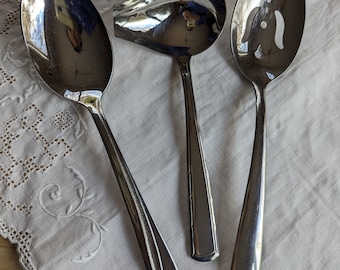 Vintage Serving Utensil Set Stainless Steel, Stainless by Imperial USA, Small Ladle, Serving Spoon, Pierced Serving Spoon