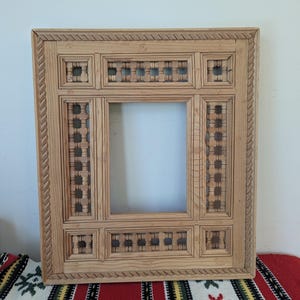 Hand carved Vintage Solid Wood Frame With Lattice Work, Handmade Moroccan Style Frame for Mirror or Art