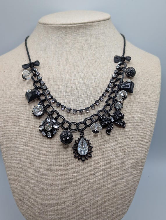 Betsey Johnson Iconic Jet Setters Black Lace Crystal Two  display picture 1