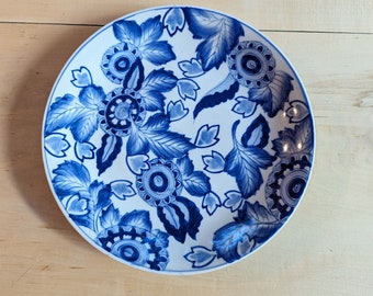 Large Japanese Arita Meiji Blue & White Porcelain Plate, 11" Handpainted Floral Porcelain Plate, Dai Nippon Hizen Arita by Aioki Japan