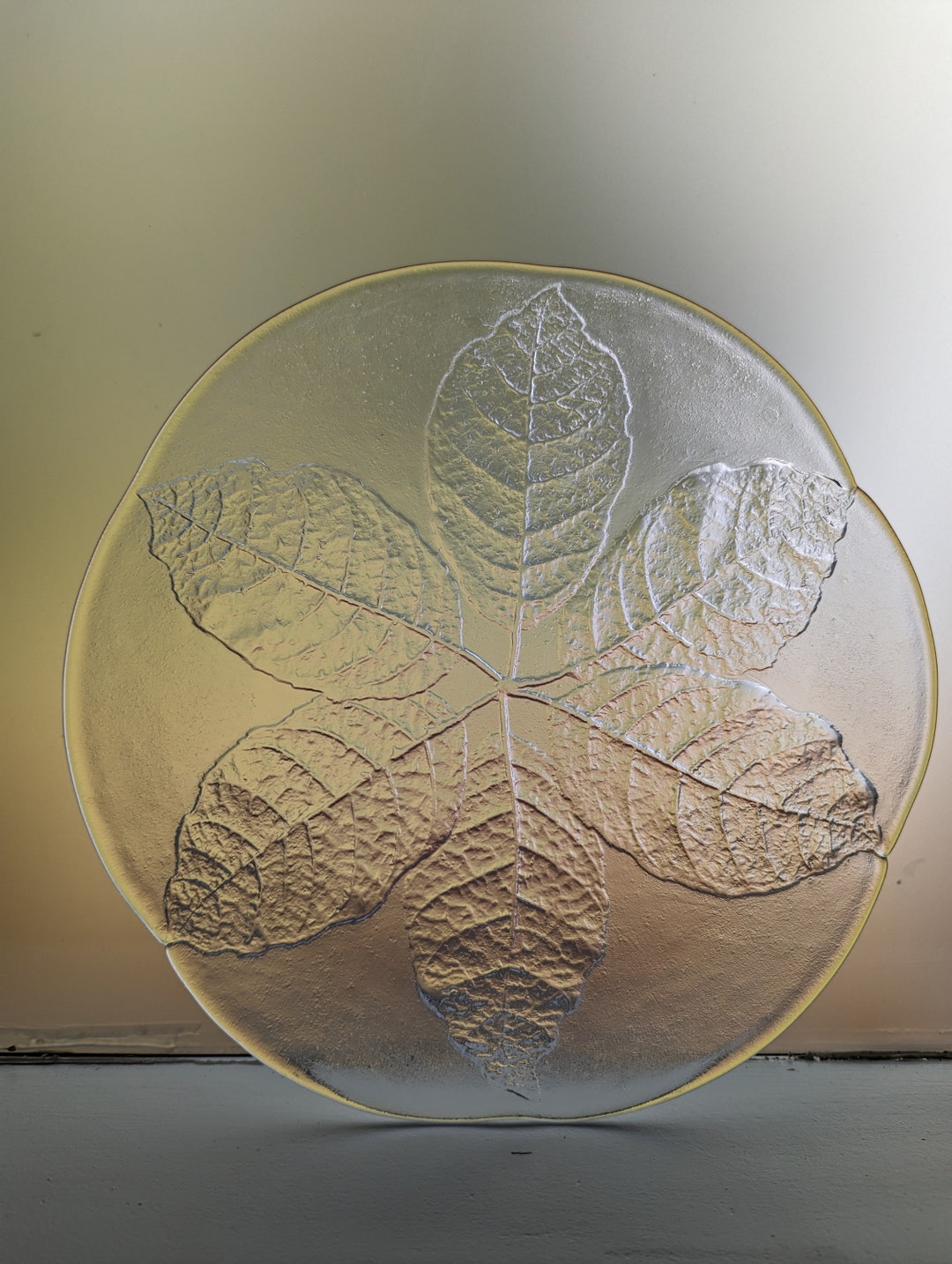 Vintage Kosta Boda Glass Leaf Plate 