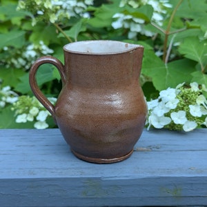 Antique French Salt Glazed Small Brown Pitcher, Antique Brown Jug, French Salt Glazed Milk Pitcher