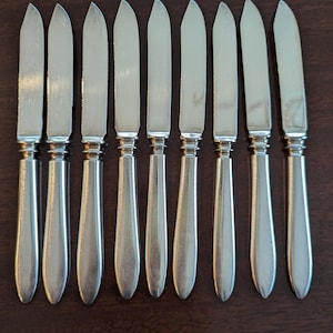 Antique Silverplate Knives Windsor by 1847 Rogers, Silver Plate Butter Knives, Antique Fruit Knives set of 9, c1890