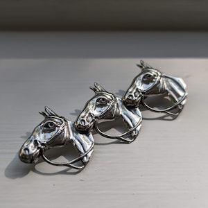 Sterling Silver Three Horses Brooch By Beau, Equestrian Gift, Animal Brooch, Animal Pin, Vintage Sterling Equestrian Brooch, Vintage 1940&#39;