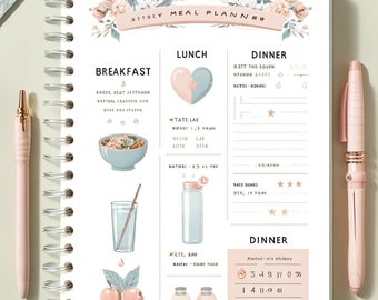 Meal Planner Templates, Weekly Food Diary, Monthly Meal Tracker, Daily Food Journal, Grocery List | Diet, Health, Printable Template