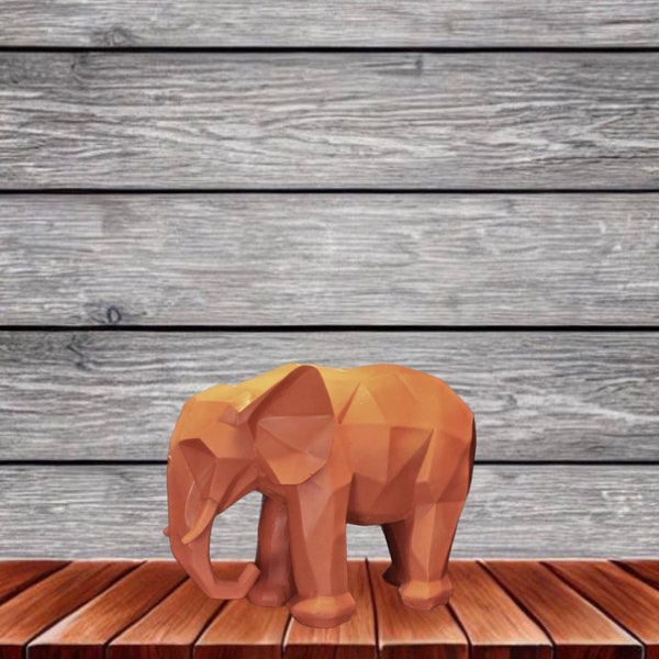 Elephant Statue, Orange Elephant Sculpture , Geometric Elephant Figurine ,  Modern Home Decor , Animal Statue , Animal Sculpture,Table Decor