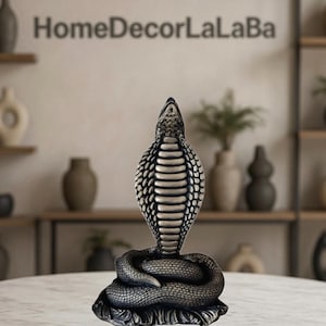 Handmade Cobra Snake Statue – 23x18 cm – Serpent Decor – Gothic Mythical Sculpture – Vintage Look- Snake Sculpture - Astrology Zodiac Symbol