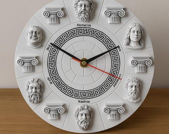 Handmade Greek Mythology Wall Clock: Ancient Busts Decor