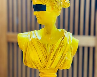 Yellow Aphrodite Bust: Handmade Pop Art Greek Goddess Statue
