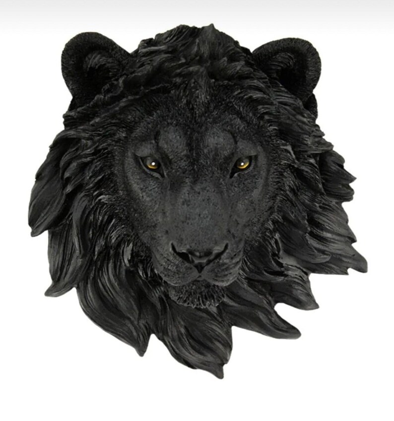 Lion Head Wall Sculpture Lion Head Wall Ornament Black Etsy