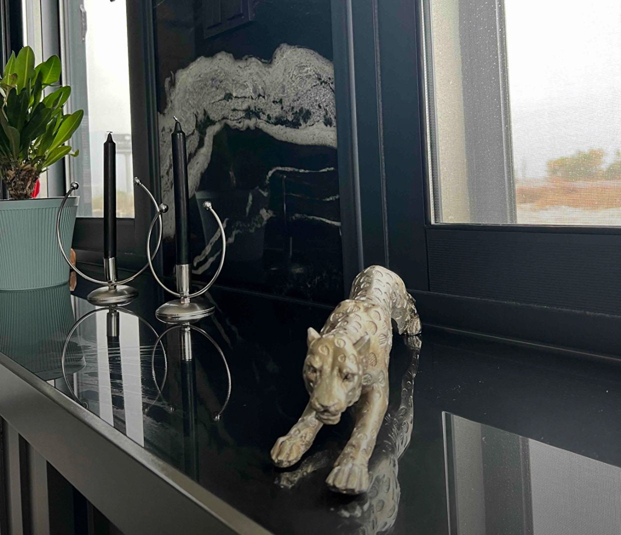 Large Silver Leopard Statue 17in Huge Handcasted Leopard Etsy